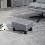 Chic Linen Fabric Footstool Ottoman Cube 4 Plastic Legs | One Size | Gray