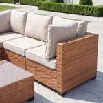 Saviano 5 Seat Modular L-shaped Rattan Corner Set | Cream & Brown