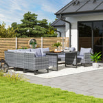 9 Piece Rattan Set, 8 Seater Corner Sofa