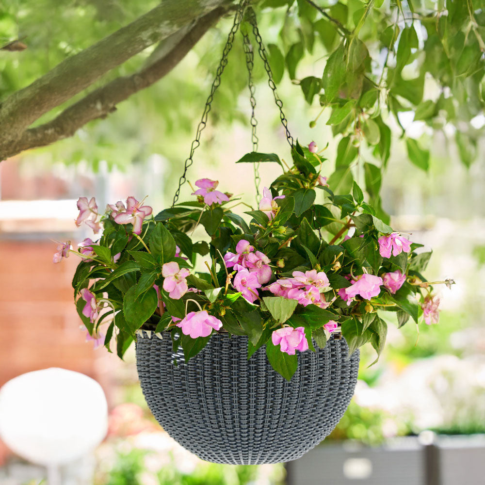 3pcs/pack Grey 16.5cm Plastic Hanging Planter Flower Baket Home Decor