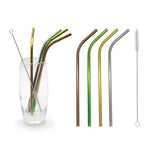 Reusable Straws Stainless Steel Rainbow 8pc Set Eco Friendly