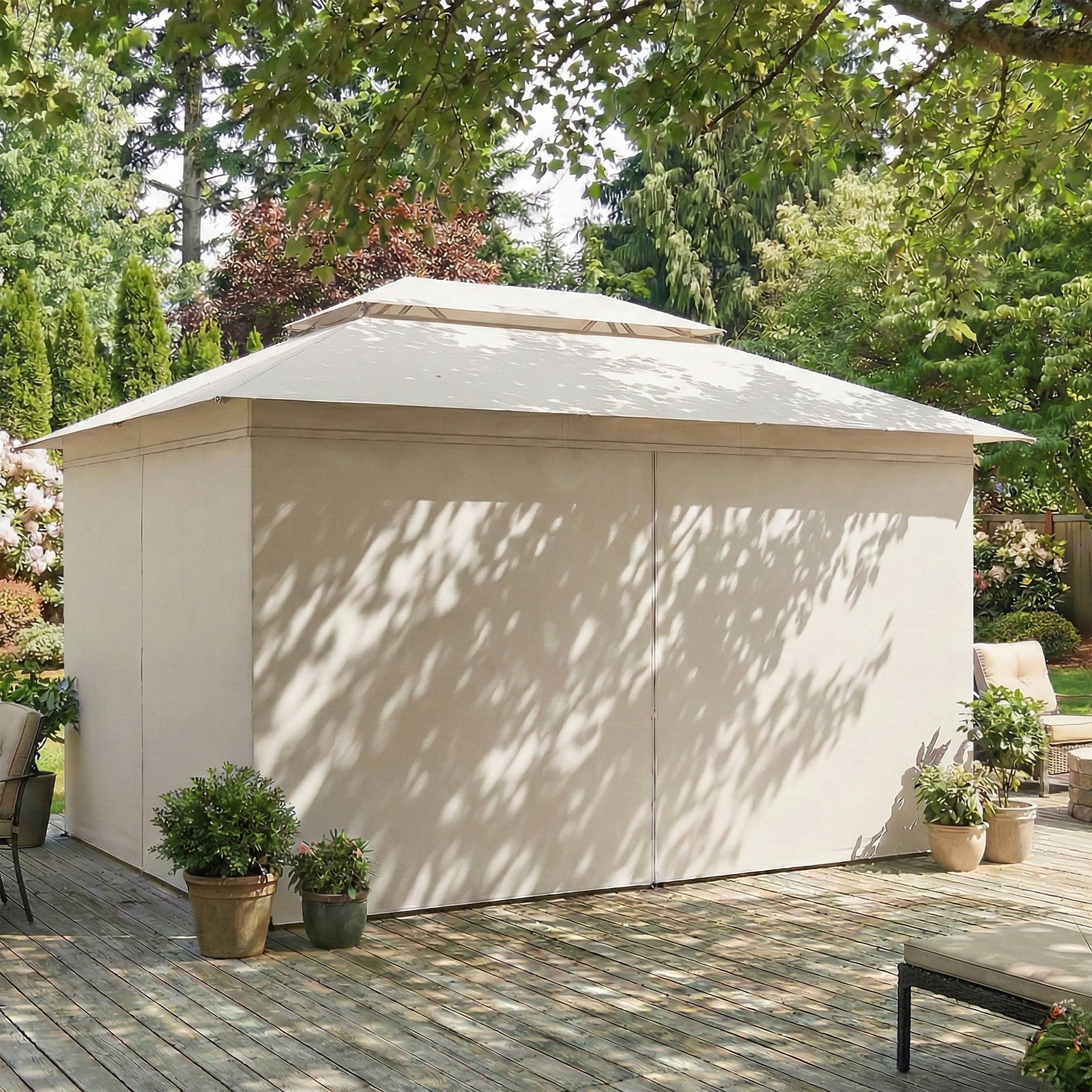 3 X 4 M Outdoor Garden Gazebo With Upf50+ Double roof | Beige