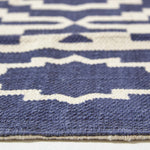 Halmstad Blue And White Scandi Style 100% Cotton Printed Rug | 120cm x 180cm | Navy Blue