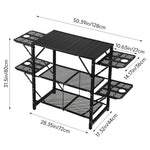 Portable Folding Camping Table With Shelves, Lightweight Aluminium Outdoor Table For Camping