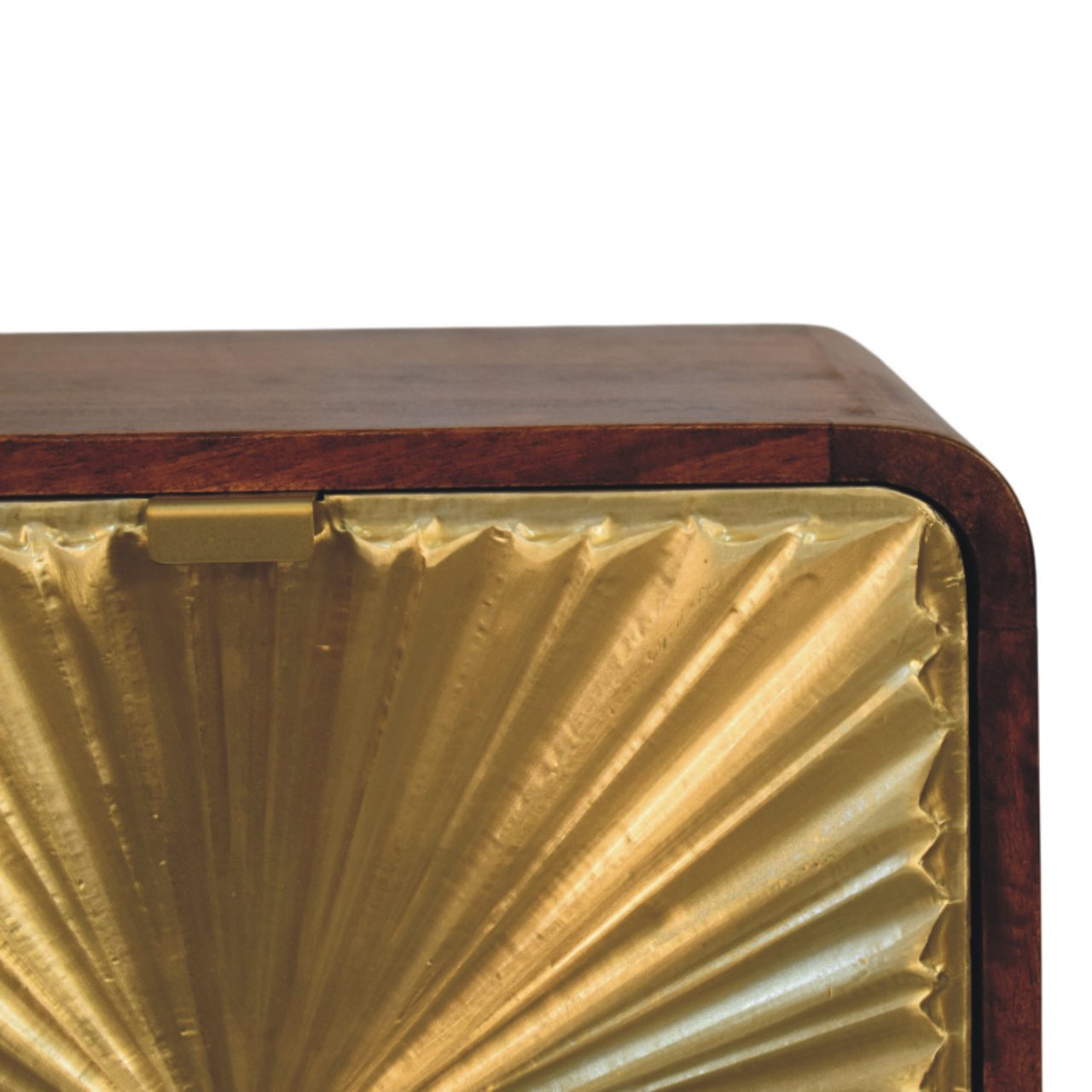 Solid Wood Avora Brass Embossed 2 Drawer Chestnut Nightstand