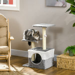 Cat Tree W/ Sisal Scratching Posts, House, Perches, Toy Mouse | Gray