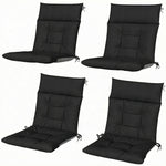 Garden Chair Cushions Set Of 4, Waterproof Seat Pads | Black