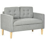 Compact Loveseat 2 Seater Sofa With Storage Wood Legs | One Size | Charcoal Gray