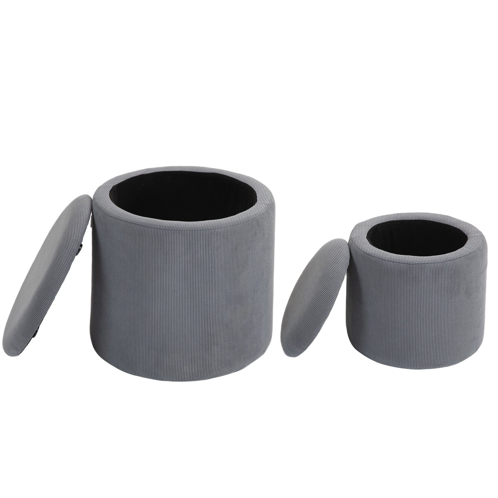 Modern Fabric Storage Ottoman, Set Of 2 | Dove Gray