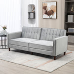 Convertible Sofa Futon Velvet Touch Tufted Couch Sofa Bed | One Size | Charcoal Gray