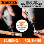 Rotary Tool Kit 135w & Accessory Set Variable Speed 8000-33000rpm Ideal For Diy Woodwork & Hobby Craft Dremel Compatible | 150 Piece Kit + Case | Grey
