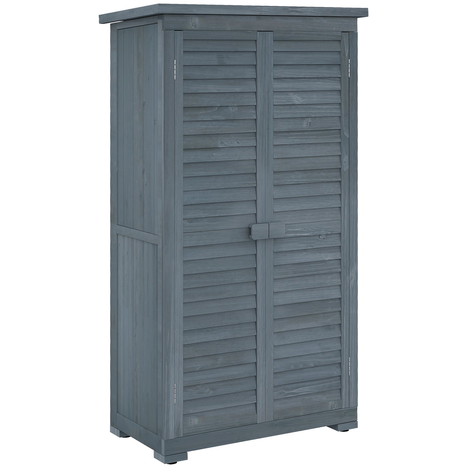 Wooden Garden Storage Shed With Asphalt Roof & Shutter Doors