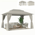 3 X 4 M Outdoor Garden Gazebo With Upf50+ Double roof | Beige