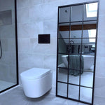 Kyō - Metal Rectangle Lattice Window Mirror | 150cm x 60cm | Black