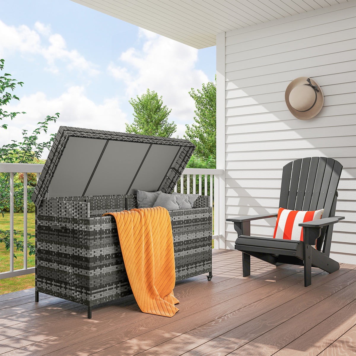 Outsunny 627 L Rattan Garden Storage Box