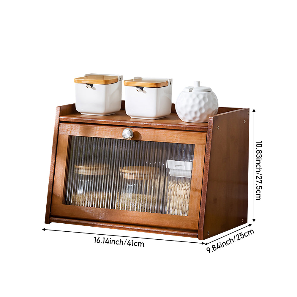 2-tier Bamboo Bread Storage Cabinet For Kitchen Counter | Brown