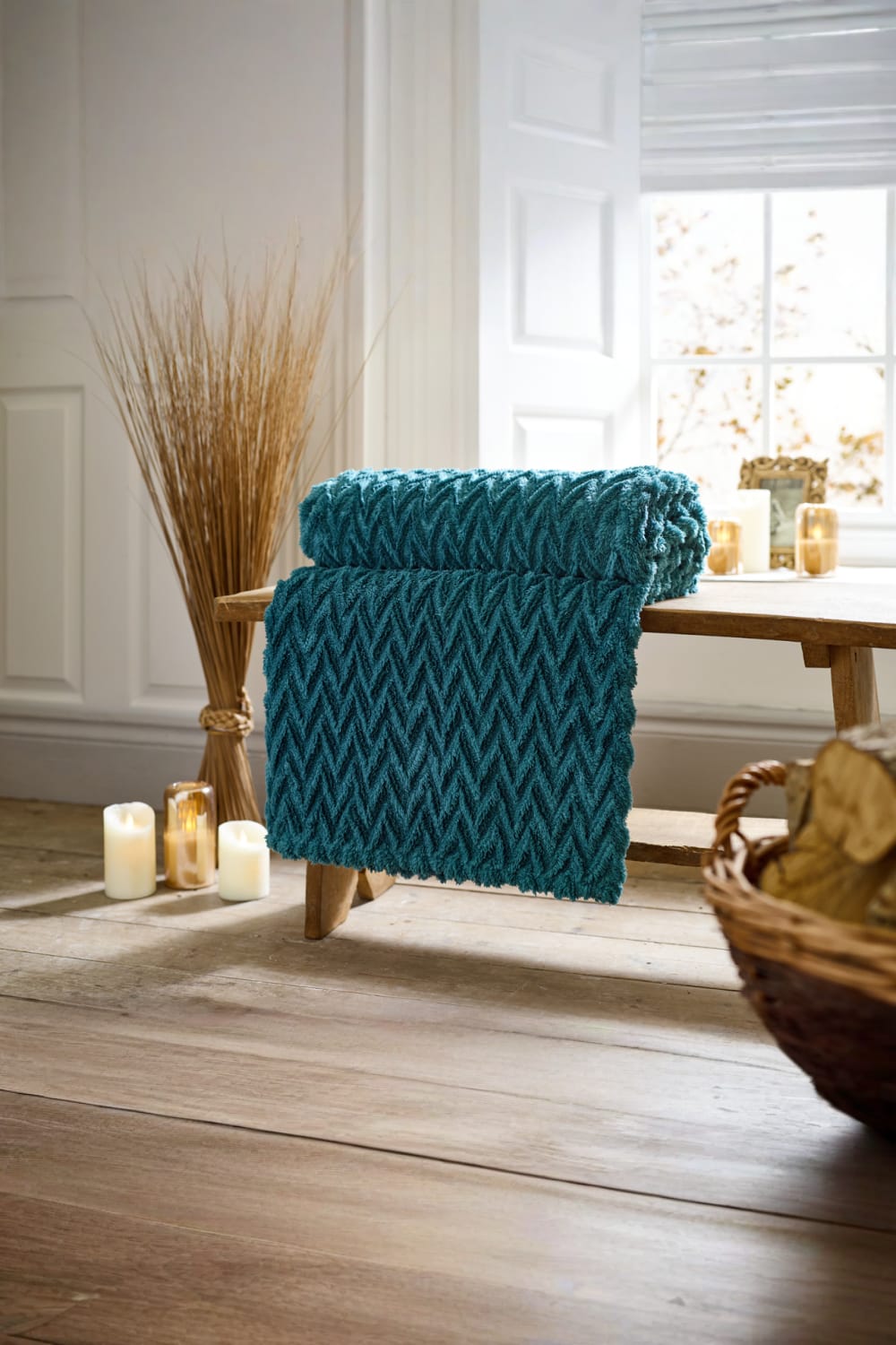 Tadcaster Supersoft Warm Chevron Designn Throw – 140x180cm Blanket | 140cm x 180cm | Teal
