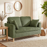 2 Seater Sofa, Corduroy Sofa W/ Spring Cushions 2 Pillows | Green