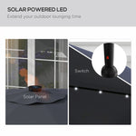 Solar Garden Parasol W/ Led, Tilt | Dark Gray