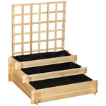 3 Tier Wooden Planter With Trellis Natural
