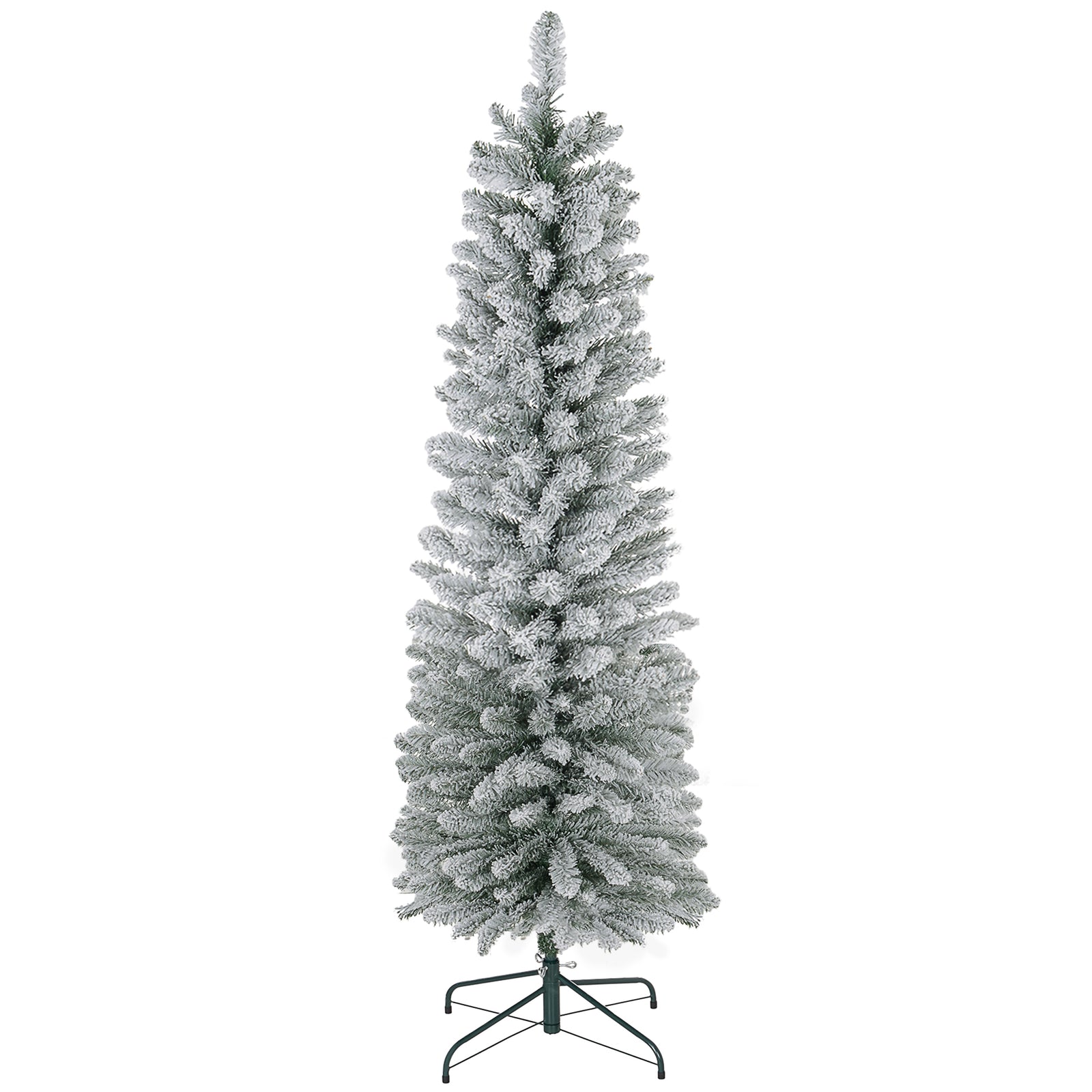 5/6/7ft Artificial Pencil Christmas Tree Realistic Green/White | 6ft | White