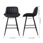 Set Of 2 Modern Pu Leather Bar Stools With Backrest – Padded Seat, Metal Legs