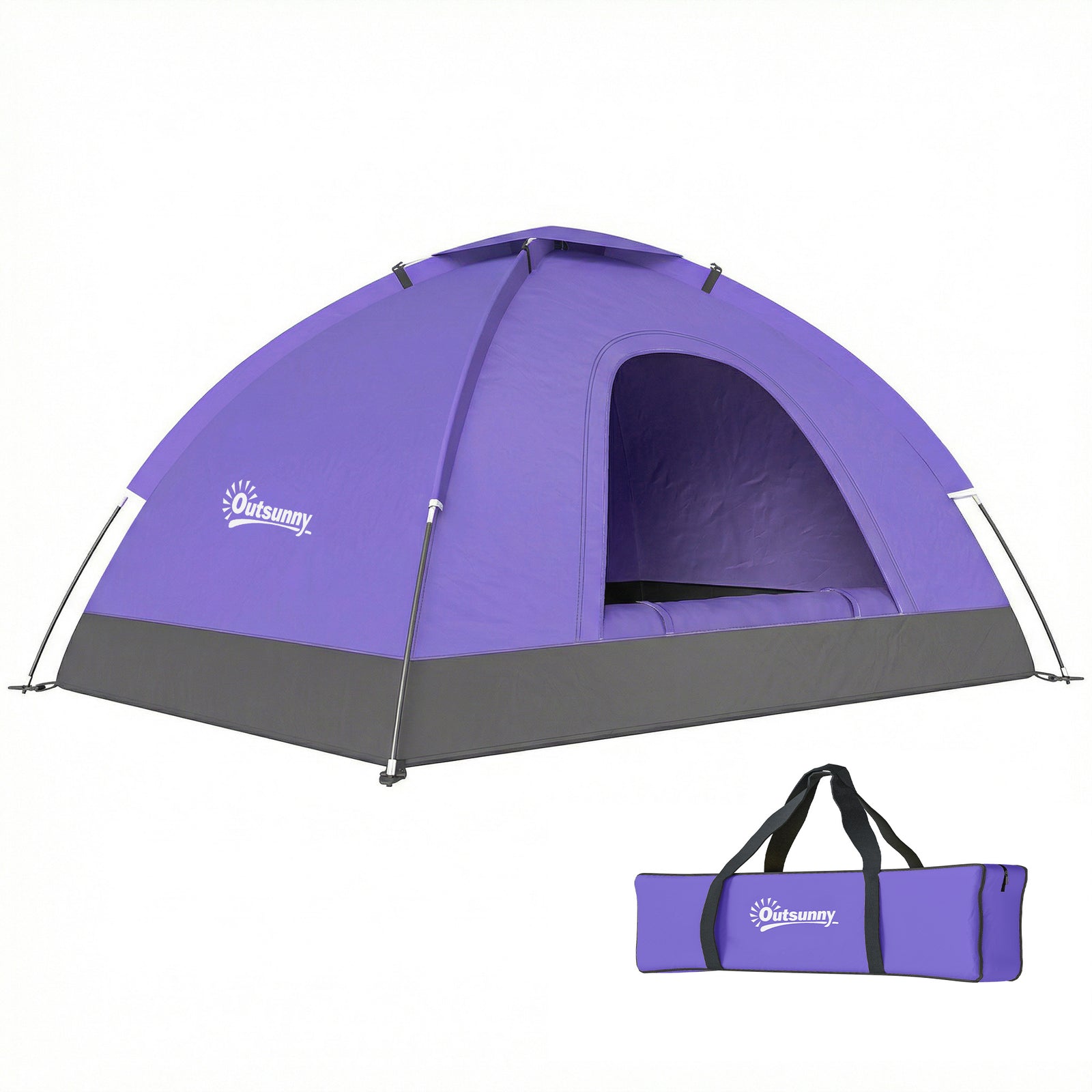 2 Person Camping Tent, Dome Tent With Storage Pocket | Purple