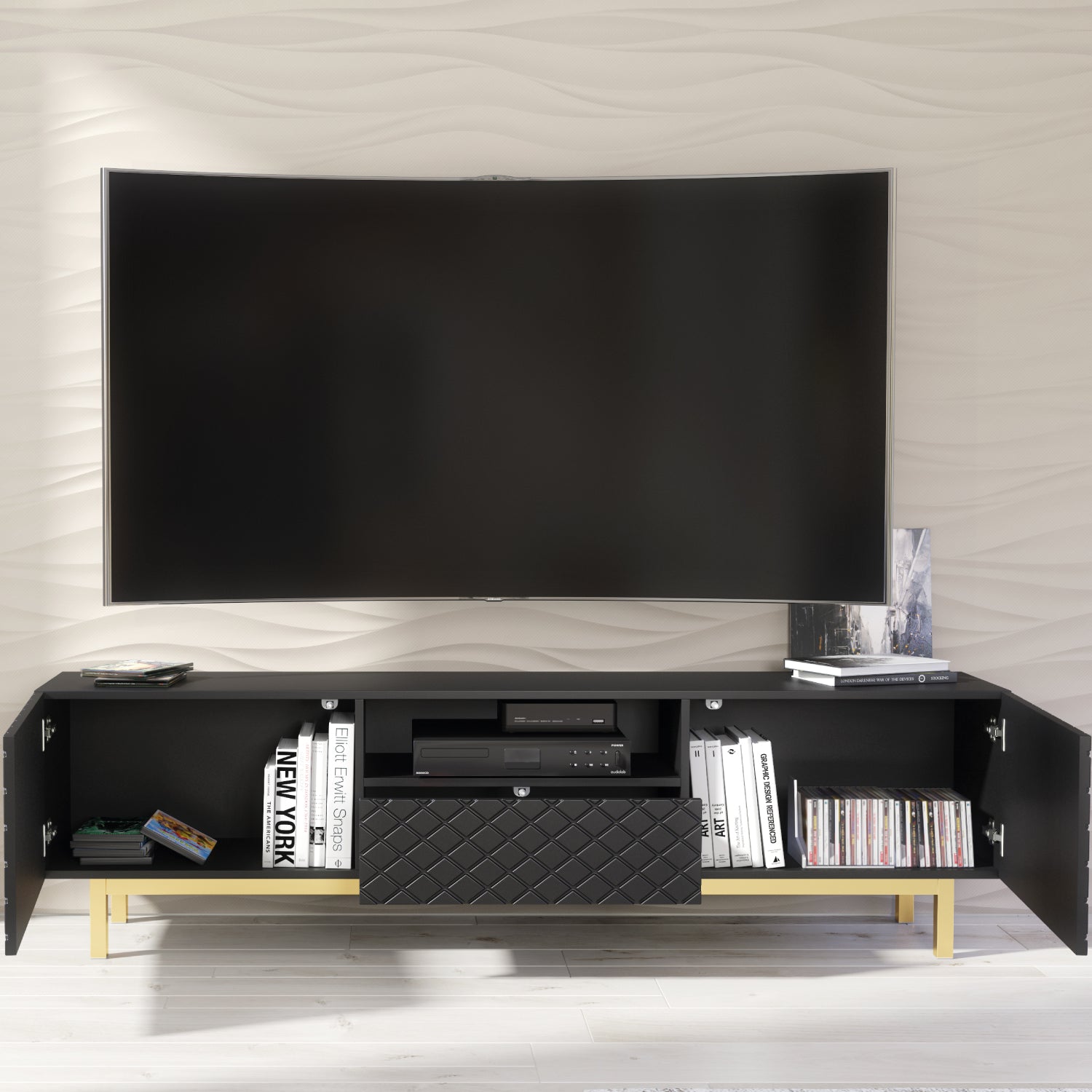 Diamond Luxe Tv Unit 180cm - Deco | Black