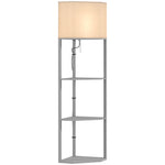 Corner Modern Floor Lamp With Shelves For Living Room | One Size | Gray