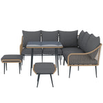 6 Piece Garden Furniture Set Garden Sofa With Cushions | Light Brown