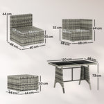 10 Piece Rattan Garden Furniture Set, Outdoor Patio Furniture | Dark Grey
