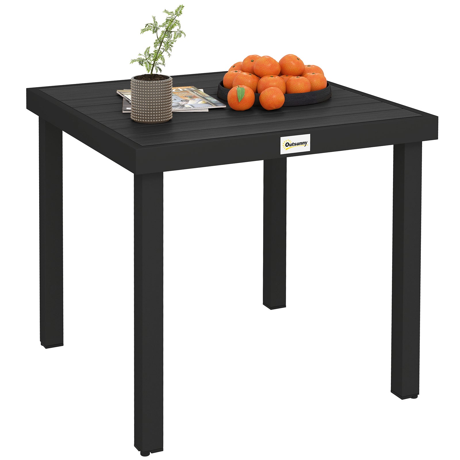 78 Cm Garden Dining Table For 4, Square Outdoor Side Table | Black