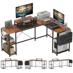 168cm Reversible L Shaped Desk, 240cm Two Person Desk | One Size | Brown