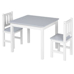 Kids Table And 2 Chairs Set 3 Pieces Toddler Multi-usage Desk Indoor Grey