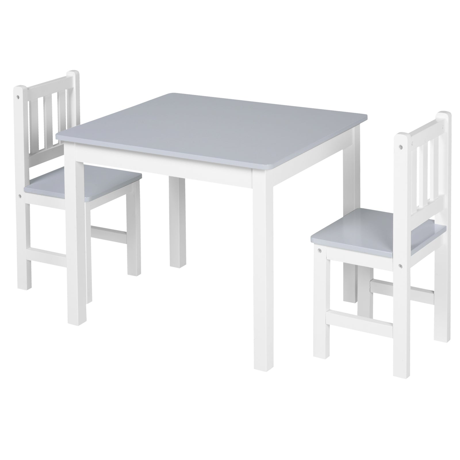 Kids Table And 2 Chairs Set 3 Pieces Toddler Multi-usage Desk Indoor Grey