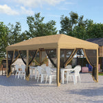 6 X 3m Pop Up Party Tent Canopy With 6 Removable Sidewalls | Beige