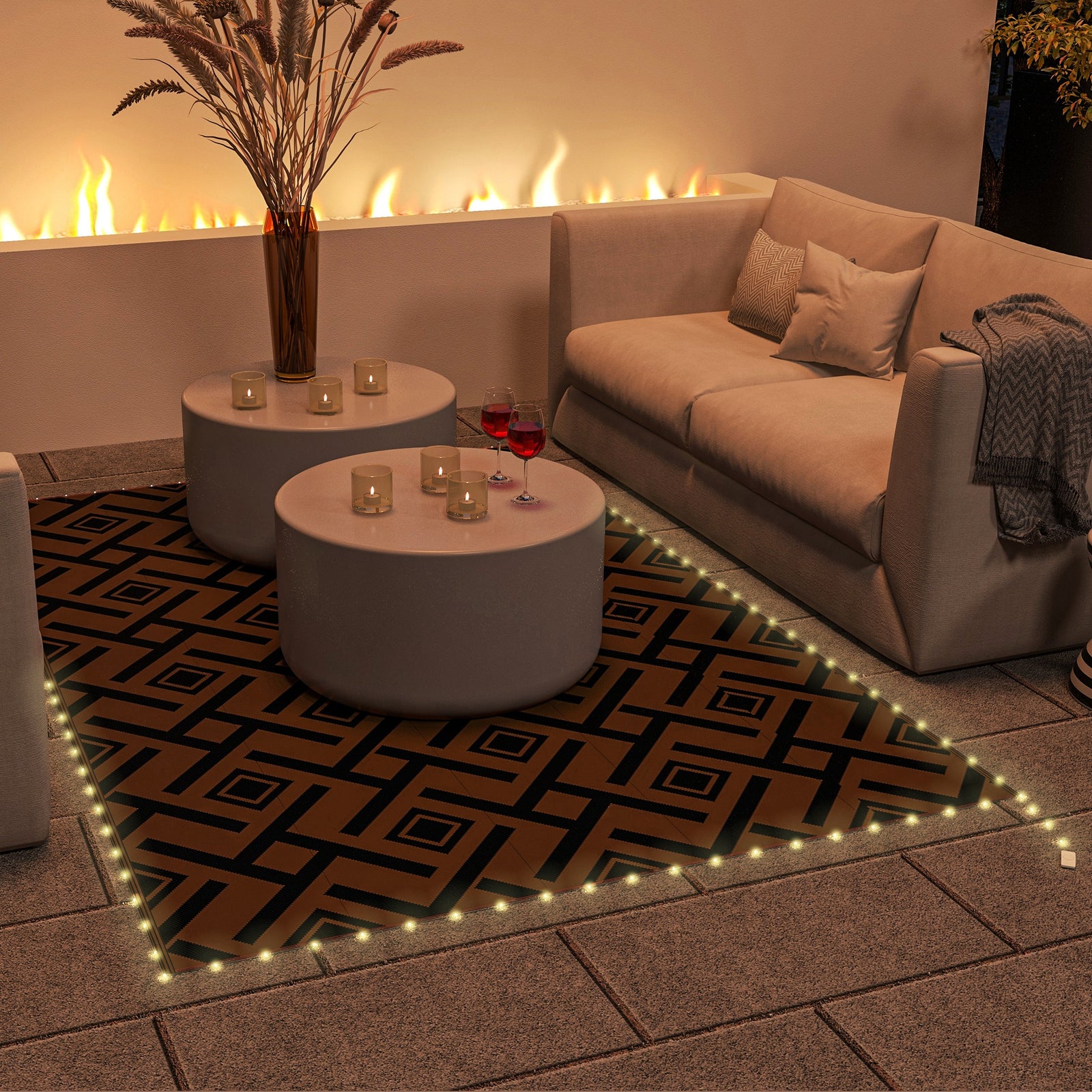 Rug W/ Led Light And Carry Bag 182x274cm Brown/black