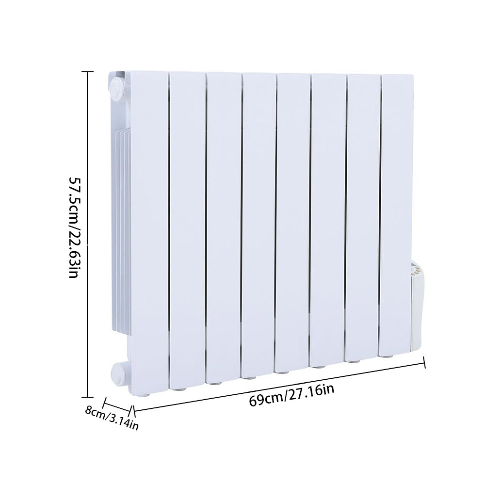 8 Fins 1200 W White Electric Oil Filled Radiator Space Heater With Led Screen