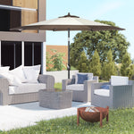 2.7m Patio Parasol W/ Tilt And Crank - 8 Metal Ribs