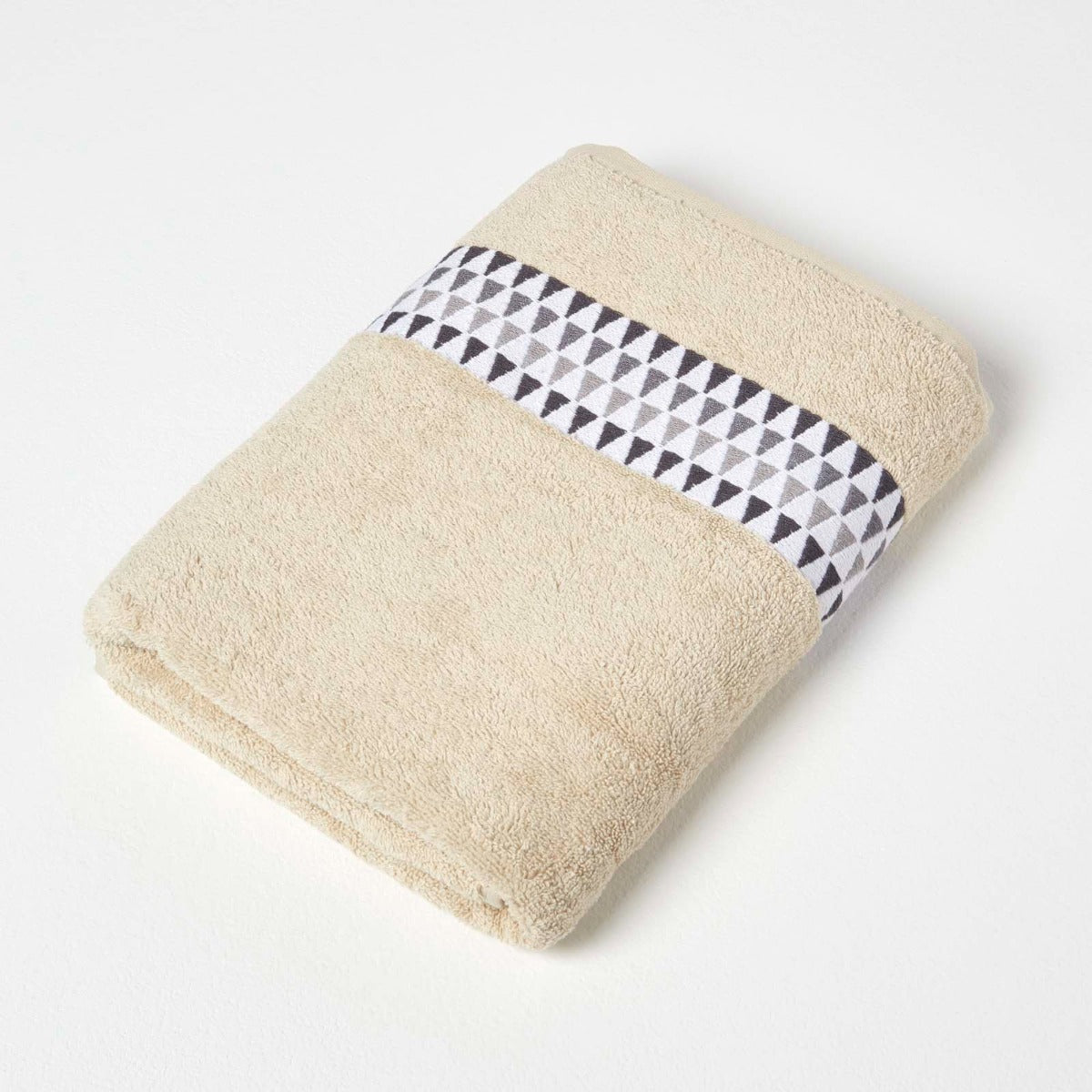 Geometric 100% Cotton Towel | Bath Towel | Beige
