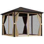 3x3m Hardtop Gazebo With Netting And Curtains