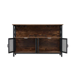 Industrial Wine Bar Cabinet With Metal Frame | Black