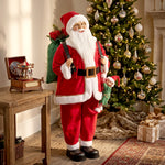 HOMCOM 4ft Christmas Singing Dancing Santa Claus With Sack, Hanging Elf