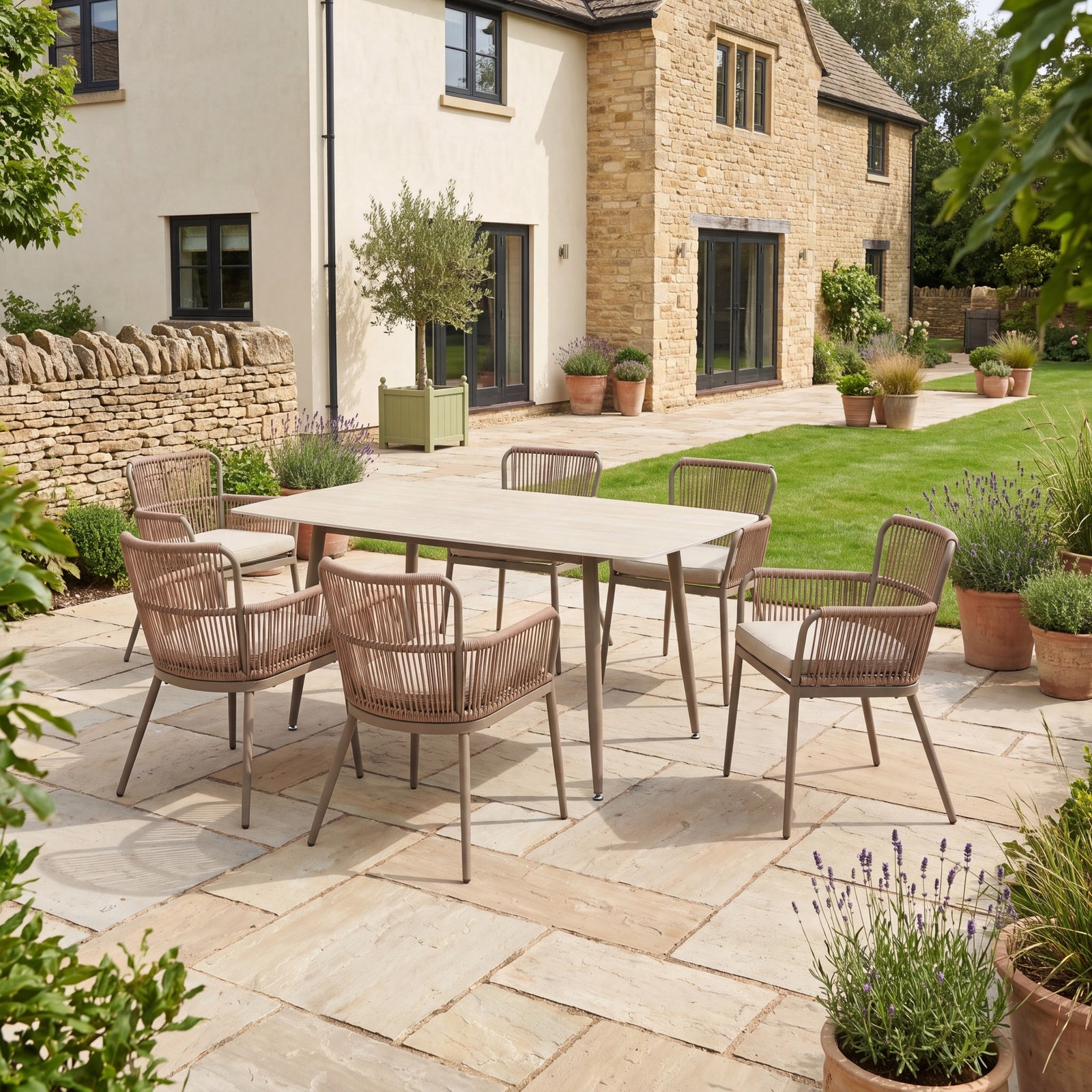 Westcott 6 Seat Garden Dining Set With Rectangular Table | Brown