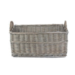 Wicker Shallow Antique Wash Storage Basket | Large | Brown