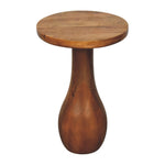 Curved Base Side Table – Solid Wood, Amber Oak Finish