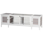 Rabbit Hutch Separable Guinea Pig Cage Bunny Run W/ Slide Out Tray 
Grey