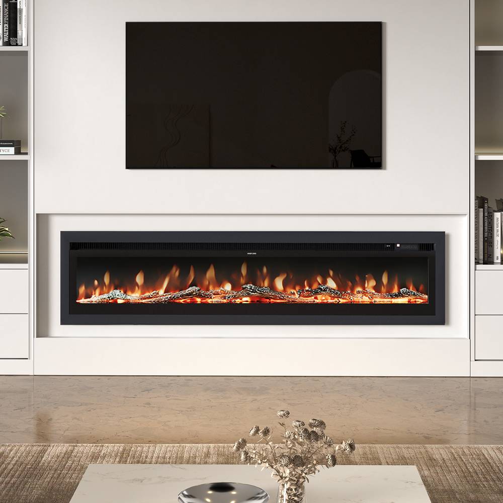 70 Inch Electric Fireplace 1800w Wall Mounted & Recessed & Freestanding Fireplace With Remote, 12 Flame Colors, Timer & Adjustable Heat For Home & Living Room