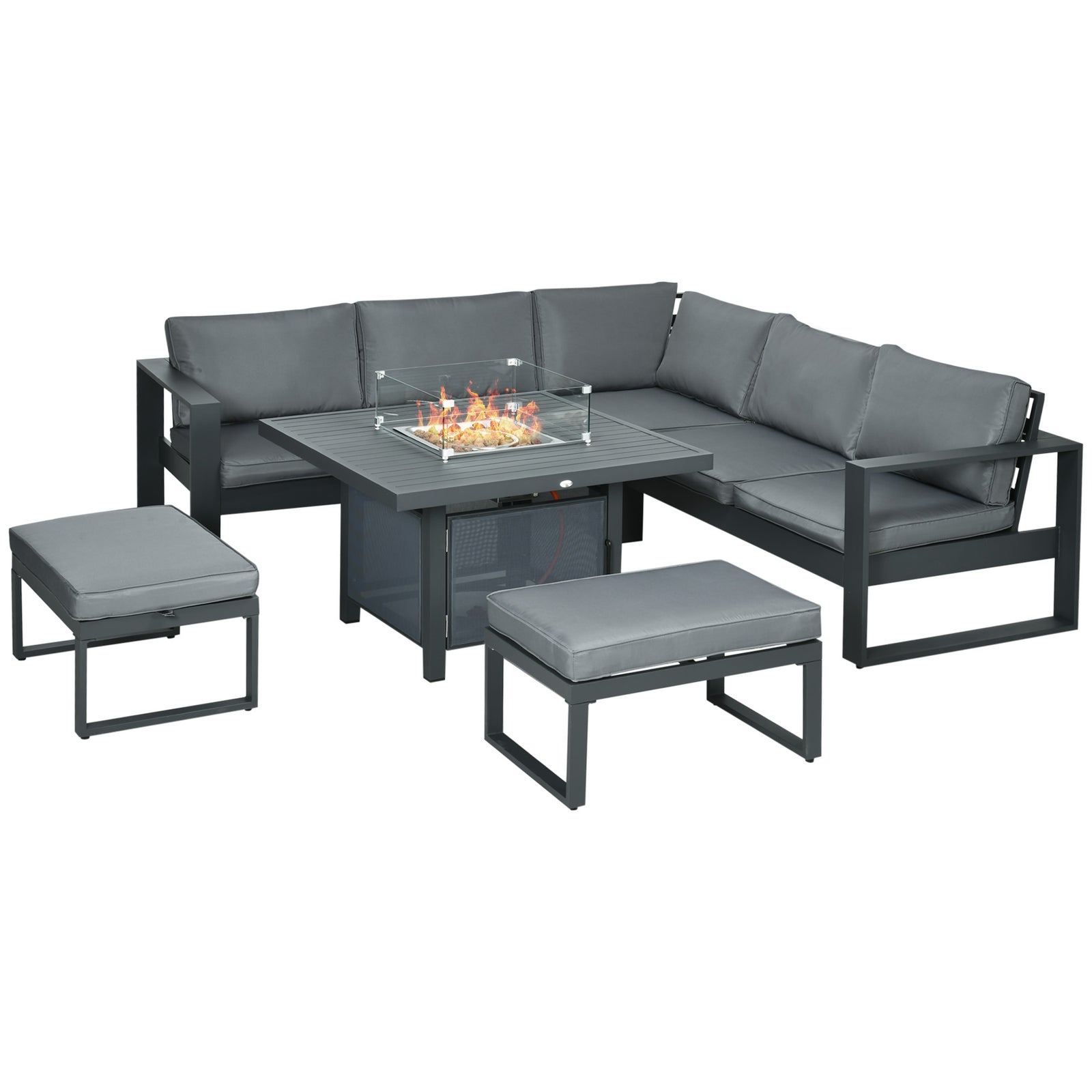 6-piece Garden Set W/ Firepit Table Outdoor Sofa