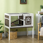 Wooden Rabbit Hutch, Small Animal House W/ Removable Tray, Openable Roof | Brown